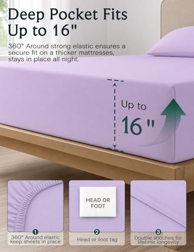 Cal King Size Sheets Set, Cooling & Soft Deep Pocket Bed Sheets, 4PC - Image 3