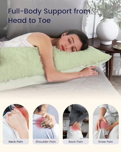 ZonLi Fluffy Body Pillow, Full Body Pillows for Adults, Long Pillow for Sleeping with Removable Cover and Adjustable Filling for Side Sleeper & Pregnancy, Large and Firm, Machine Washable (Green) - Image 2