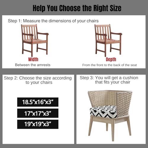 idee-home Outdoor Chair Cushions Set of 2, 19" x 19" D-Shaped - Image 4