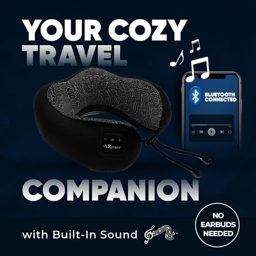 Bluetooth Music Semicircular Neck Pillow Wireless Bluetooth Speaker Suitable Airplane,Bus,Train,Car,Office,and Outdoor Camping for Sleeping, Resting The Best Travel Essentials. (Black) - Image 4