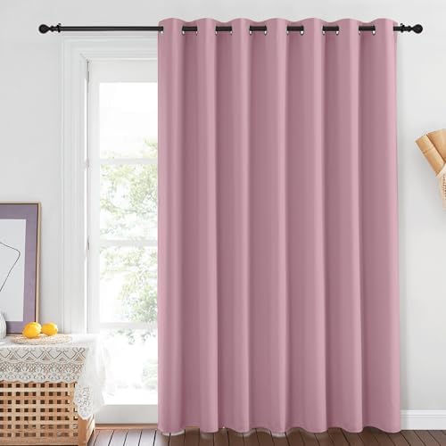 NICETOWN Room Darkening 84 inch Curtain for Patio Door, Grommet Thermal Insulated Room Divider Wide Winodw Treatment Sound Reducing for Bedroom, Black, 1 Panel, 100" W x 84" L, Rouge Pink - Image 2