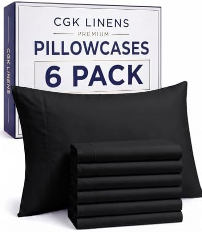 King Pillow Cases - 6 Pack Super Soft Pillowcase Covers - 20" x 40" (Black) by CGKUnlimited