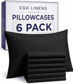 Standard Pillow Cases - 6 Pack Soft Pillowcase Covers - 20" x 26" (Black) by CGKUnlimited