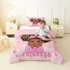 Erosebridal Pink Black Girls Toddler Bedding Set Magical African American Comforter Set for Nursery Afro Little Girls Comforter Cute Room Decor Melanin Bedroom Decor (1 Comforter, 1 Pillowcase) - Image 5