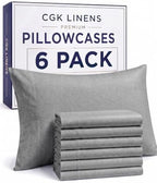 Queen Pillow Cases - 6 Pack Pillowcase Covers - 20" x 30" (Heathered Grey) by CGKUnlimited