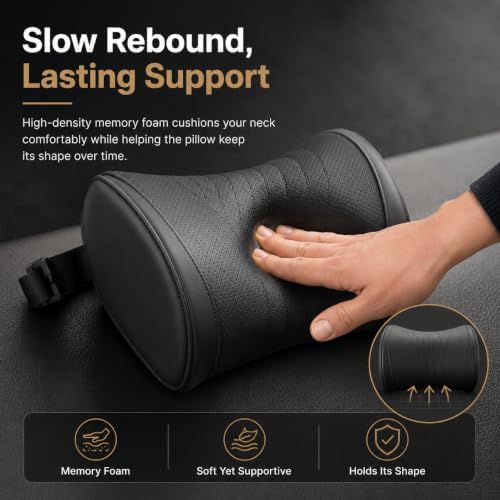 Universal Memory Foam Car Headrest Neck Pillow, 2026 Adjustable Breathable Washable Ergonomic Support Auto Neck Cushion for Long Road Trips, Daily Drive，Black：2Pcs - Image 3