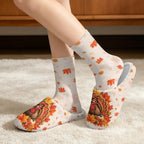 Jeiento Fuzzy Slippers and Crew Sock Set for Women Men Couple Warm Cozy Memory Foam House Shoes Soft Slip-on Slides for Home,Travel - Image 2
