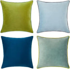 MONDAY MOOSE Decorative Throw Pillow Covers Cushion Cases, Set of 4 Soft Velvet Modern Double-Sided Designs, Mix and Match for Home Decor, Pillow Inserts Not Included (20x20 inch, Green/Blue) by MondayMoose
