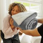 NANPIPER Sherpa Blanket for Couch, Warm and Lightweight Throw, Soft Fuzzy Plush Fleece for Winter, Lunar Rock Grey 50x60 Inches - Image 3