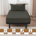 ARlinen 4 PCs Cot Sheets Sets 25" X 75", Egyptian Cotton Fitted Mattress Fits Upto 4"-8" Deep Perfect for Narrow Twin/RV Bunk/Guest Bed Replacement/Camping, Dark Grey - Image 2