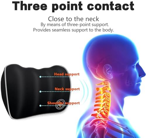 Lumbar & Neck Pillow Set, Car Headrest & Lumbar Support Cushion - Memory foam for pain relief, Ideal for Long Sitting, Travel, Driving, Office, Gaming Chair-Easy to Attach, detachable washable - Image 2