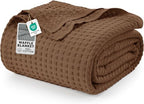 Utopia Bedding 100% Cotton Waffle Blanket Queen Size Brown, 90x90 Inch by UTOPIABEDDING