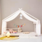 Mengersi Bed Canopy House Canopy Bed Curtains with Lights for Girls Boys,Voile Sheer Window Scarf,Fit for House Metal Floor Twin Full Bed Decorations (White) - Image 4