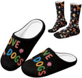 Jeiento Winter Fuzzy Slipper and Crew Socks for Women,Adult Slip-on Close Toe House Slipper,Flat Comfort home Slides by Jeiento