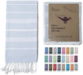 Turkish Beach Towel 100% Organic Cotton Extra Large Oversized (39 x 71 Inches) Quick Dry Sand Free Light Weight Prewashed for Bath Beach Gym Yoga Travel Towel Blanket (Light Blue) by MYSTICIMPORTS
