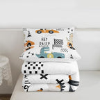 Feelyou Cartton Car Kids Comforter Set Racing Sports Game Bedding Set Decor - Image 3