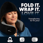 Bluetooth Music Semicircular Neck Pillow with Hood Wireless Bluetooth Speaker Suitable Airplane,Car,Office,and Outdoor Camping for Sleeping, Resting The Best Travel Essentials. (Navy Blue) - Image 5