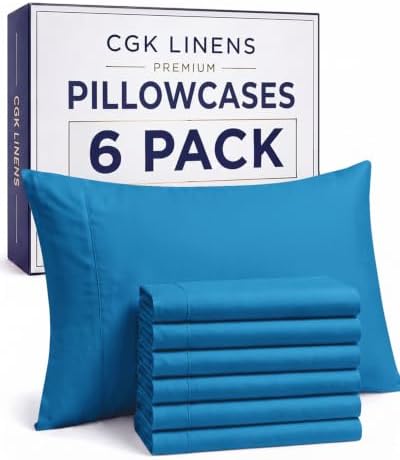 King Standard Pillow Cases - 6 Pack Pillowcases, 20" x 36" - Denim Blue by CGKUnlimited