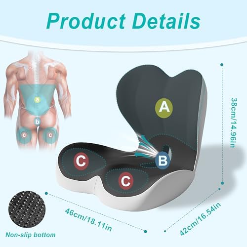 Seat Cushion for Office Chair, Ergonomic Cushion with Lumbar Support Pillow - Image 2