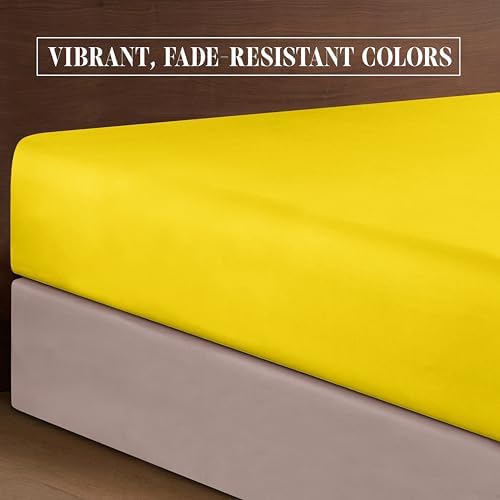 Elegant Comfort Luxury Soft 1500 Premium Hotel Quality Microfiber Wrinkle and Fade Resistant Cozy 6-Piece Bedding Set, Easy All Around Elastic Fitted Sheet, Deep Pocket, Full, Yellow - Image 6
