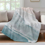 Beach Coastal Boho Throw Blanket, Blue Sea Waves Ocean Fluffy Soft Blankets for Couch Bed Travel, Nautical Gradient Plush Microfiber Striped Flannel Blankets, Lightweight Sofa Blankets 60"x80" - Image 4