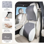 FLORICH Upgrade Lumbar Support and Car Neck Pillow, Back Support and Headrest Pillow for Car Seat Driver, Memory Foam Back Neck Support Pillow and Car Seat Lumbar Support for Car Office Chair - Gray - Image 7