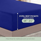Elegant Comfort 1500 Premium Quality 6-Piece Bed Sheet Set - 18-24 Inch Extra Deep Pocket, Smart Storage Pockets, Wrinkle Free Ultra Soft 6PC Extra Deep Pocket Sheets, Full, Royal Blue - Image 5