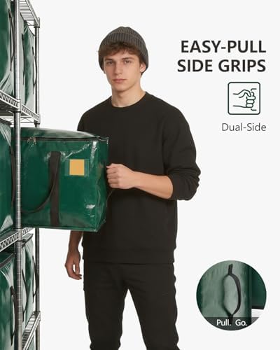 Heavy Duty Moving Bags Extra Large, Premium Storage Bags with Durable Zippers, Reinforced Handles, Moving Supplies for Clothes, Bedding, College Dorm Essentials, 12 Pack Green - Image 5