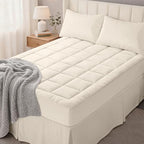 OLANLY Twin XL Quilted Mattress Pad, Down Alternative Fill, Ivory White by OLANLY