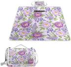 MNSRUU Picnic Blanket Waterproof Foldable, Pink Flower Wild Flower Tropical Plant Large Outdoor Picnic Blanket Beach Blankets Camping Blanket Travel Mat, Shoulder Strap Tote, Rectangle 57x59in by MNSRUU