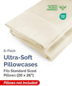 Standard Pillow Cases - 6 Pack Pillowcase Covers - 20" x 26" (Off White) - Image 2