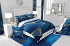 Erosebridal Navy Blue and Gold Comforter Set Full Size,Abstract Marble Aesthetic Bedding Set for Kids Adults Room Decor,Watercolor Abstract Art Quilt Bed Set Modern Style Down Comforter 3Pcs - Image 6