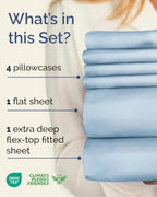 Flex Top Split Head King 6 Piece Sheet Set - Soft & Cooling - Sky Blue - Image 2