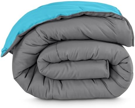Bare Home Reversible Comforter (Queen, Grey/Aqua) by BareHome