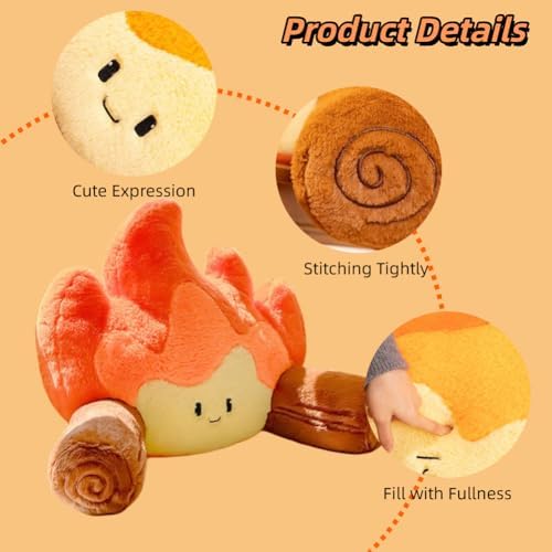 Reading Pillow for Sitting in Bed - Funny Campfire Back Rest, Fake Fire Backrest for Chair, Couch, Sofa and Car - Cartoon Bonfire Design - Image 3