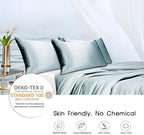 100% Mulberry Silk Zippered Pillowcase, Pale Blue, 20x36 - Image 5