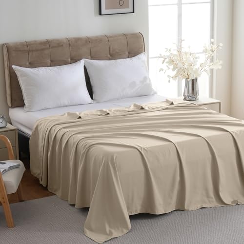 ZPECC Twin Flat Sheets Only Beige 6 Pack, Color-Coded Hem Threads - Image 2