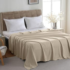 ZPECC King Flat Sheets Only Beige 6 Pack, Color-Coded Hem Threads - Image 2