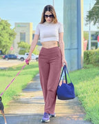 G4Free EverGoing Wide Leg Yoga Pants for Women Crossover Waist with Pockets - Image 3