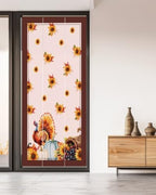 Window Privacy Film Frosted, Thanksgiving Fall Non-Adhesive Static Cling Window Tint, Pink Turkey Pumpkin Flowers Stripe Rustic Insulated Windows Frosted Films for Living Room, 35.4 x 78.7 Inches - Image 5