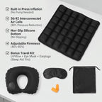 Inflatable Airplane Seat Cushion with Neck Pillow Eye Masks Earplugs&Bag for Long Flights, Portable Wheelchair Seat Cushion, Press-Type Air Cushion with Non-Skid Bottom for Travel, Office - Image 6