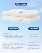 Ultra-Thin Memory Foam Pillows Queen Size, Contour Cooling Cervical Pillow for Neck Pain Relief, Orthopedic Ergonomic Bed Pillow for Side, Back and Stomach Sleepers, (3.1 Inch Thickness, 1 PCS) - Image 7