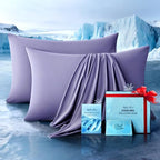 Ultra-Chill Cooling Pillowcase Set of 2 for Hot Sleepers, Softer Than Silk Pillow Cases for Protecting Hair & Skin, Breathable Bed Pillow Covers w/Zipper, Gifts for Women Men(Purple, Queen) by RifensHome
