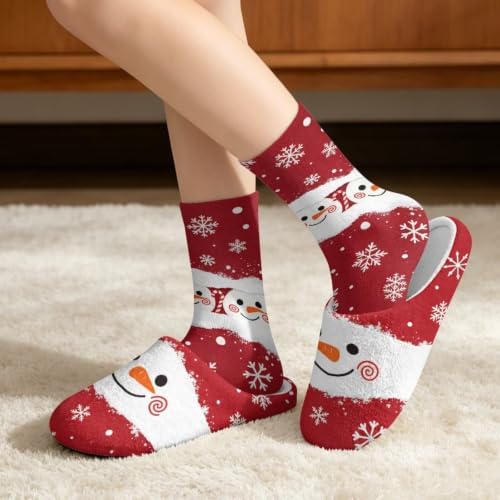Jeiento Women's Fuzzy Slippers and Sock Set Warm Cozy Memory Foam House Shoes Soft Slip-on Slides Spa Slippers for Hotel - Image 2