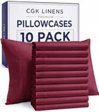 Standard Pillow Cases - 10 Pack Pillowcase Covers - 20" x 26" (Burgundy) by CGKUnlimited