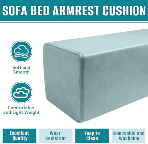 2 Pack Couch Arm Rest Pillow, 8''x8''x20'' Faux Leather Waterproof Cover, High Density Foam Armrest Cushion, Removable & Washable Elbow Support for Sofa, Bed, and Armchair (Blue) - Image 4