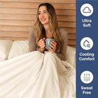 Split King 7 Piece Bed Sheet Set - Comfy, Breathable & Cooling - Off White - Image 4