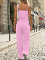 Trendy Queen Womens 2 Piece Lounge Set Summer Camisole Top & Wide Leg Pants - Image 4