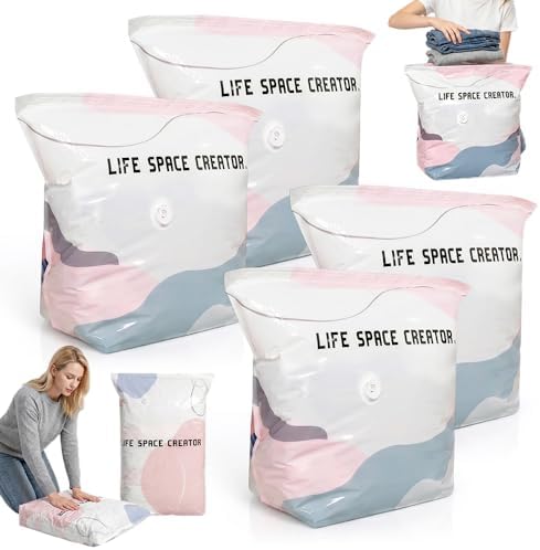 4 PCS No Pump Vacuum Storage Space Saver Bags for Closet Organization by Unknown
