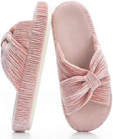 Chantomoo Slippers for Women Memory Foam House Bedroom Corduroy Bow Crossbands Slipper Shoes Comfy Trendy Gift Slippers by Chantomoo